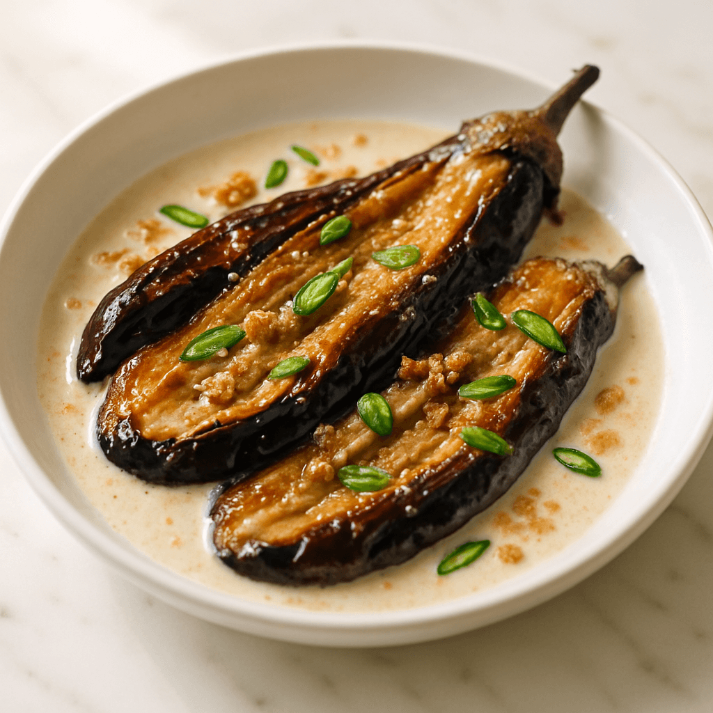 Grilled eggplant with coconut milk