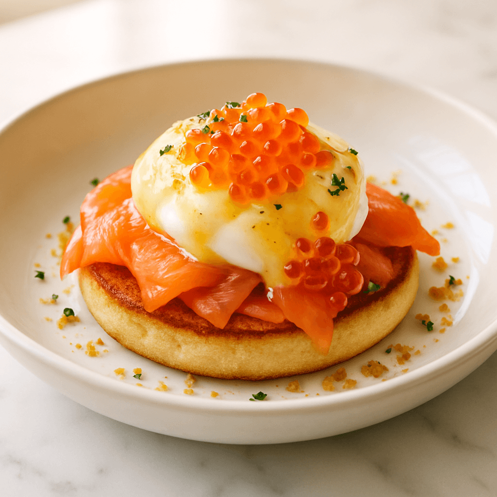 Salmon Eggs Eggs Benedict